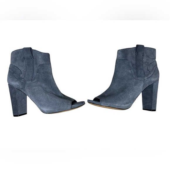 Vince Camuto Blue Suede Chunky Heel Peep Toe Booties - Size 8.5 - Picture 3 of 7